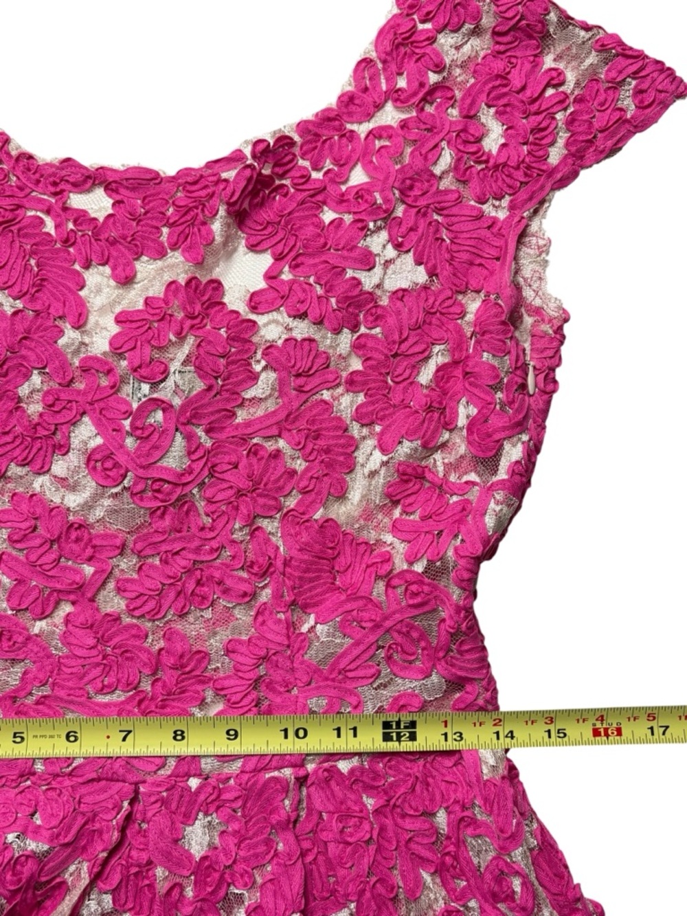 Anthropologie Yoana Baraschi Pink Floral Lace Fit & Flare Dress • Size 6 • READ - Picture 9 of 13